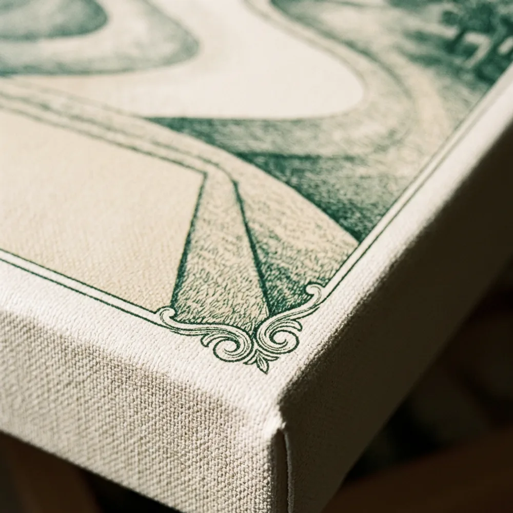 Corner of a gallery-wrapped canvas print showing texture and deep wrap
