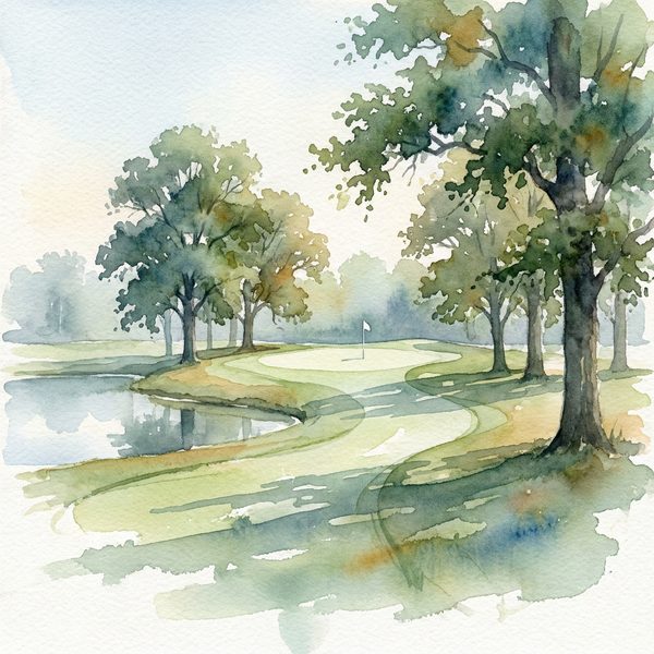 Golf course photo as a delicate watercolour